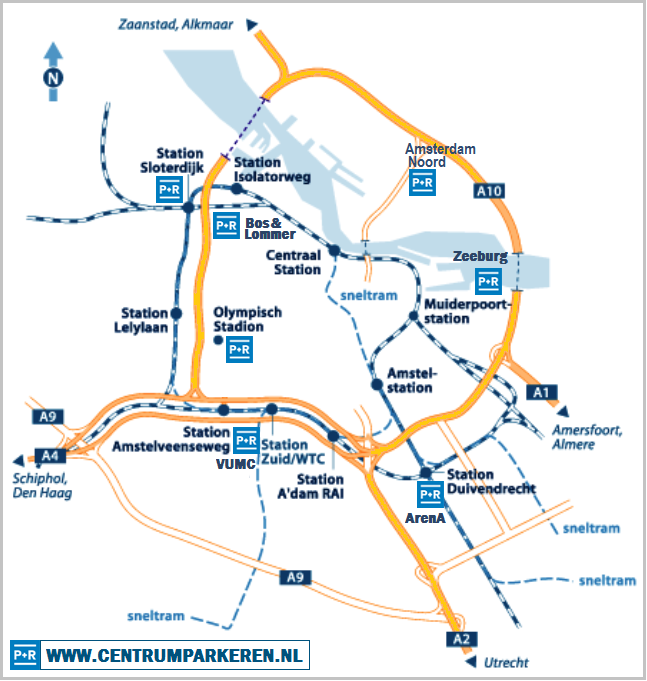 P+R parkeren amsterdam