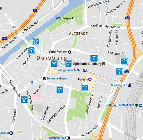 plattegrond  duisburg centrum